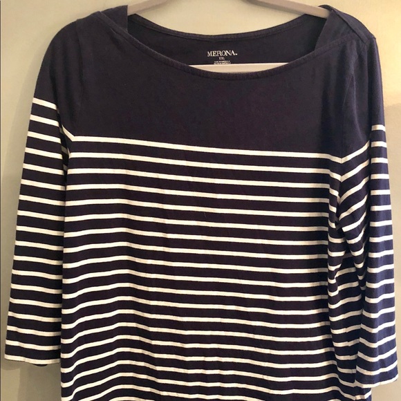 Merona Striped Quarter Length Top - Picture 3 of 4